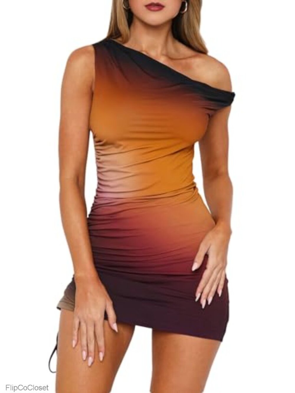 Off Shoulder Ruched Bodycon Mini Dress, Sleeveless Print Party Club